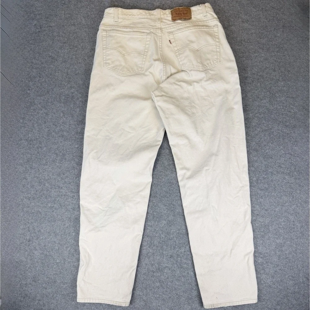 Levi's 550 Cream White Relaxed Tapered Men's Jeans 38x32 90s 80s Vintage